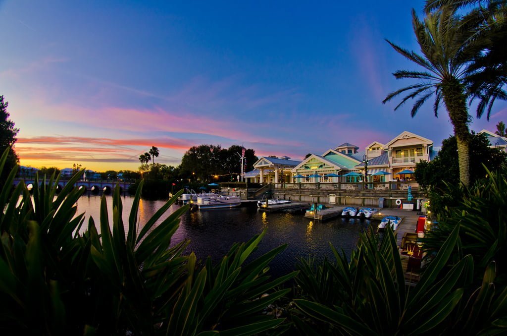 boats docked on the water at disneys old key west dvc resort